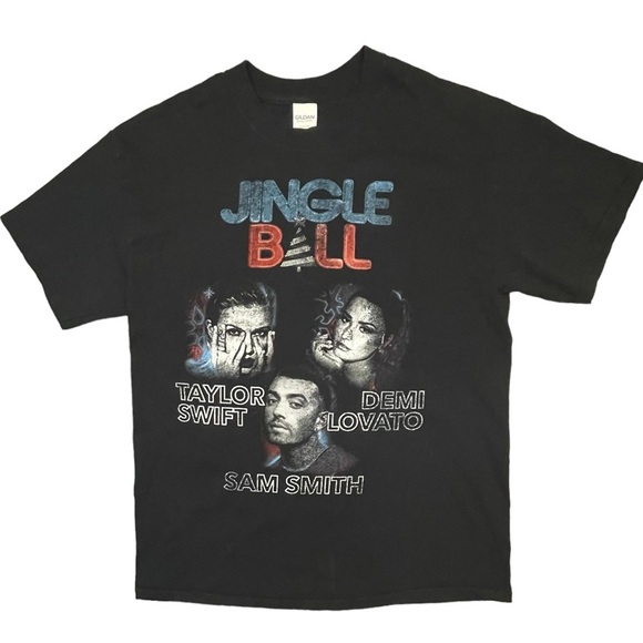 Taylor Swift Concert Shirt Medium Black Ed Sheeran Demi Lovato Jingle Ball 2017 - Picture 1 of 8